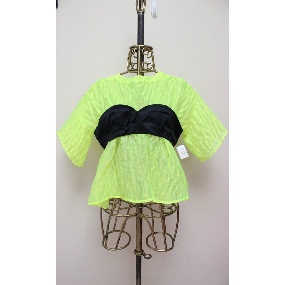NWT Opening Ceremony Tetra Highlighter Neon Yellow Peplum Bandeau Top Large
